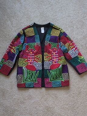 Seds Craft's Wearable art Handmade in Panama Colorful Geometric Motif Jacket